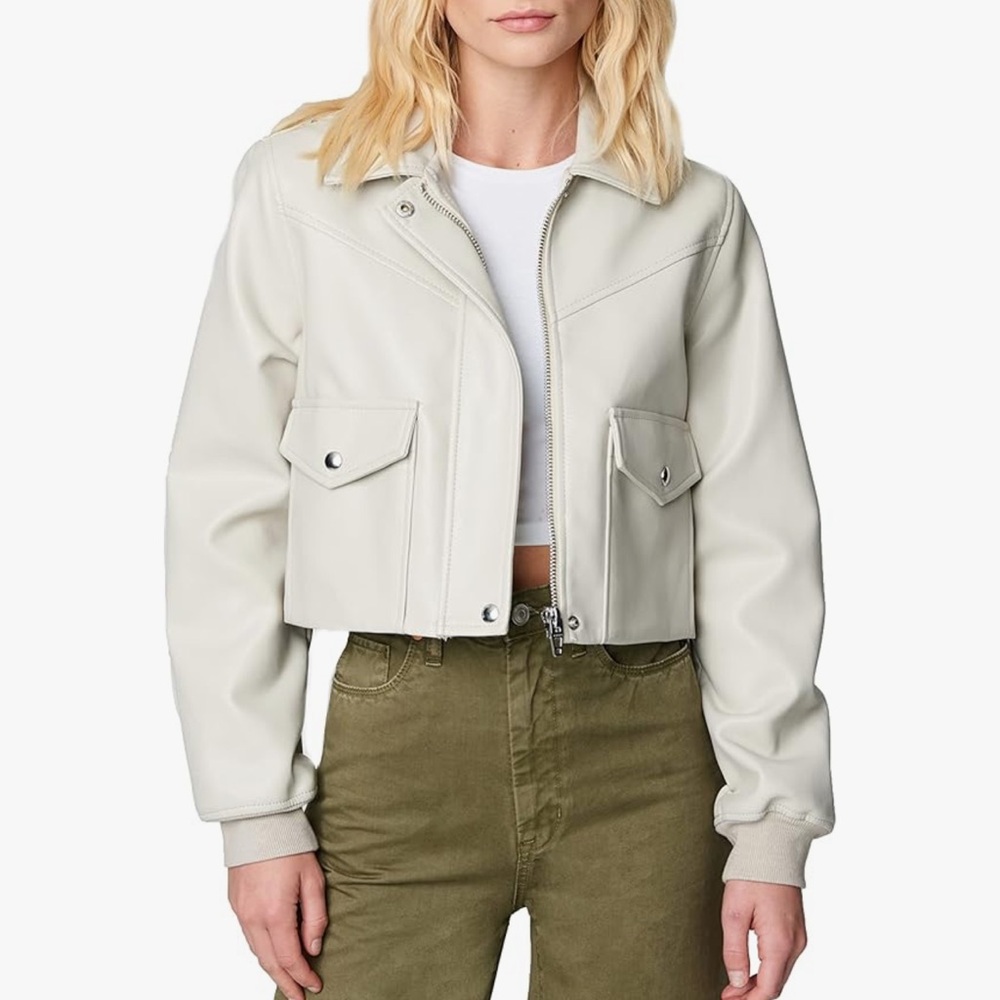 BLANK NYC Faux Leather Shirt Jacket in Natural